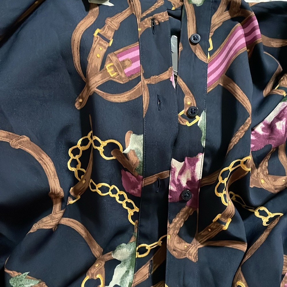 NWT Lauren Ralph Lauren Print Crepe Shirt Dress - Picture 10 of 10